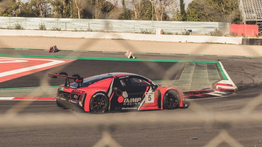 Racecar driving around a track